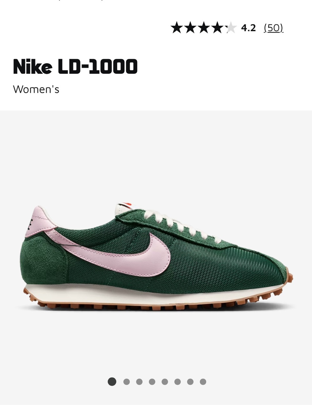 Nike LD-1000 Women's Dark Green with Light Pink Swoosh Sneaker